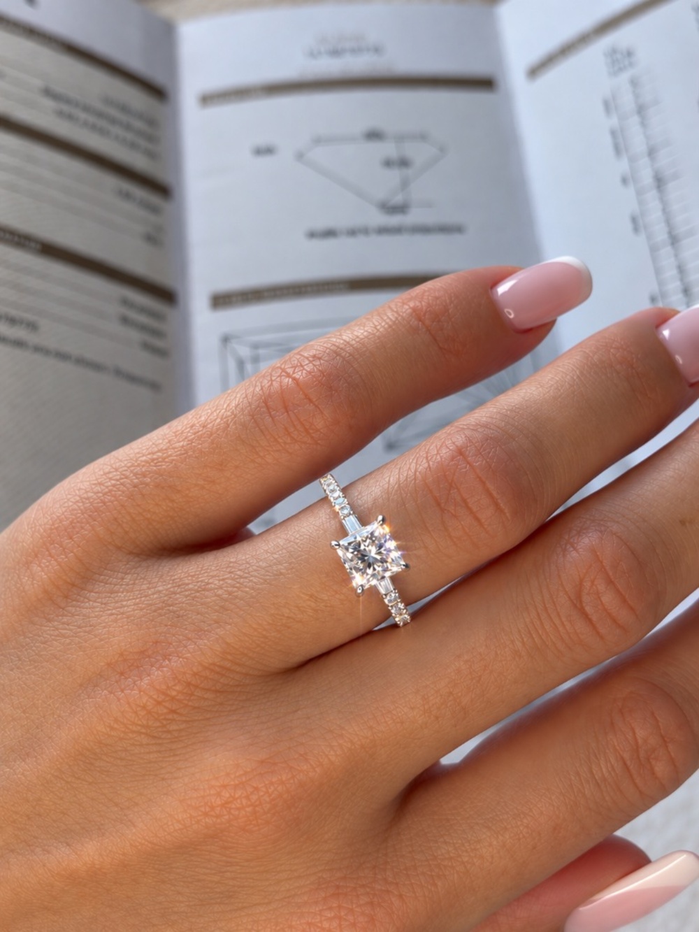 GIA Certified 1.52 CT Princess Cut Diamond Engagement Ring 6 US